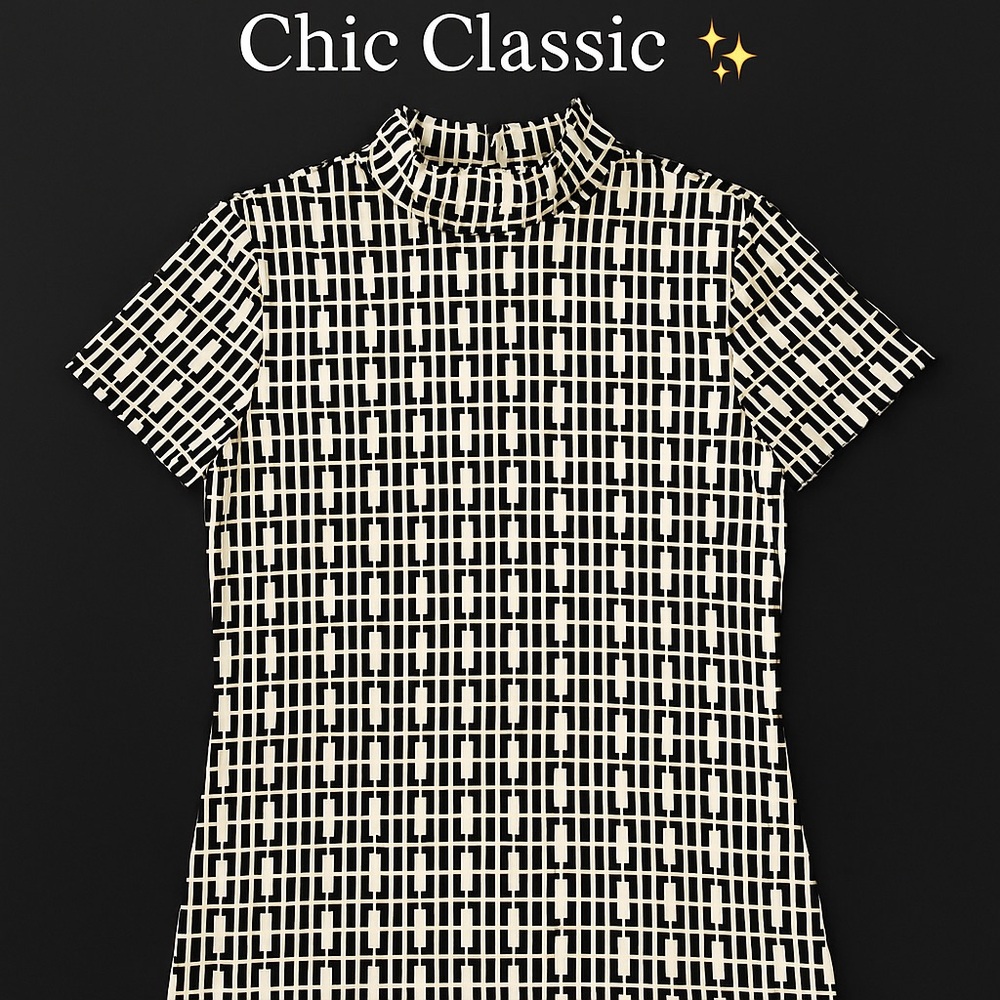 Anne Klein Geometric Print Mock Neck To